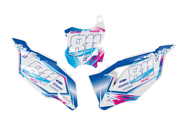 Kawasaki Splashed Number Plate Background Decals -  KK KXF KDX KLX Models | All Years