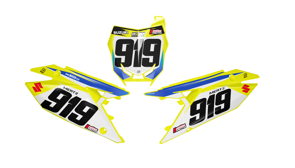 Suzuki Whirl Number Plate Background Decals -RMZ RM RMX DR DRZ JR Models | All Years