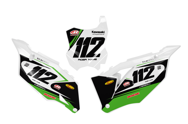 Kawasaki Quak Number Plate Background Decals -  KK KXF KDX KLX Models | All Years