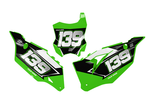 Kawasaki Zap Number Plate Background Decals -  KK KXF KDX KLX Models | All Years