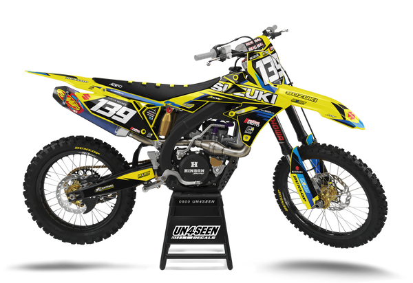 Suzuki Knight Yellow Graphic Kit - RMZ RM RMX DR DRZ JR Models | All Years