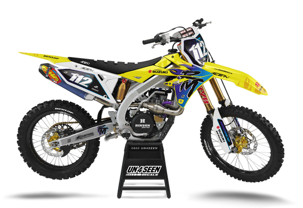 Suzuki Fire Blue Graphic Kit - RMZ RM RMX DR DRZ JR Models | All Years